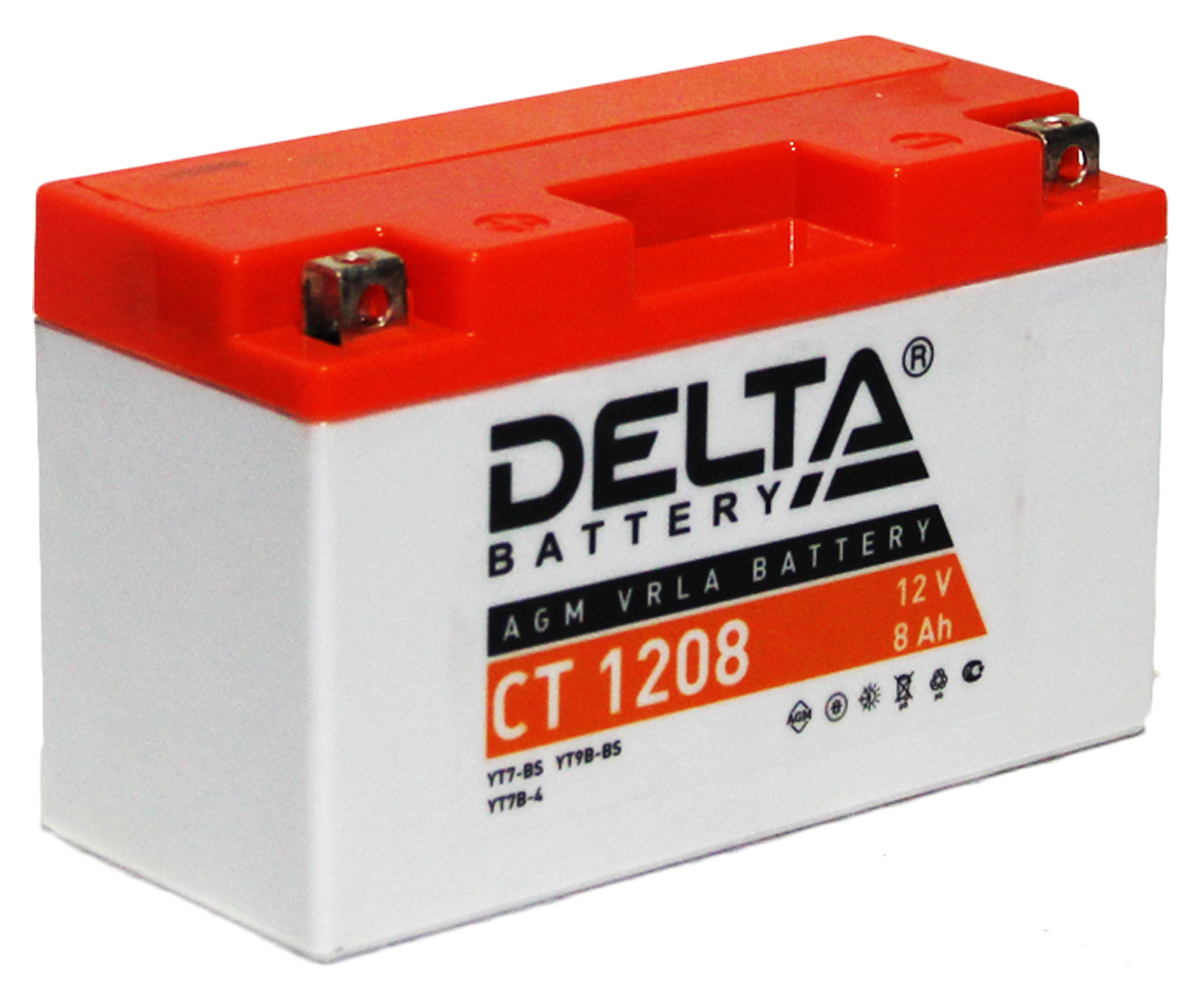 Battery ct. АКБ Delta CT 1209. Delta ct1208 аккумулятор мото. Аккумулятор Delta CT 1208. АКБ Дельта 9а/ч 12в.